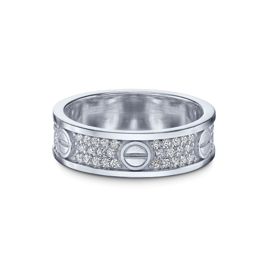Diamond Pavé Screw Motif Band in White Gold