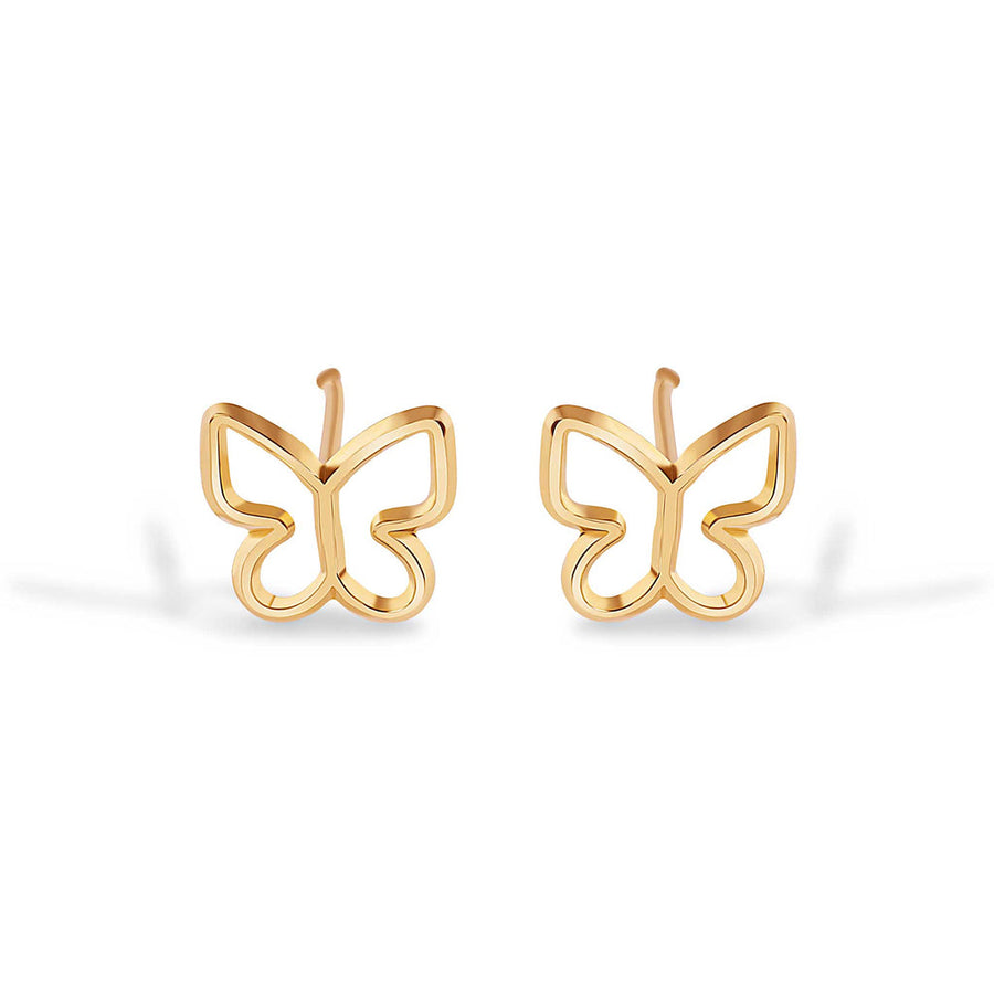 14 Karat Silhouette Butterfly Screw Back Earrings