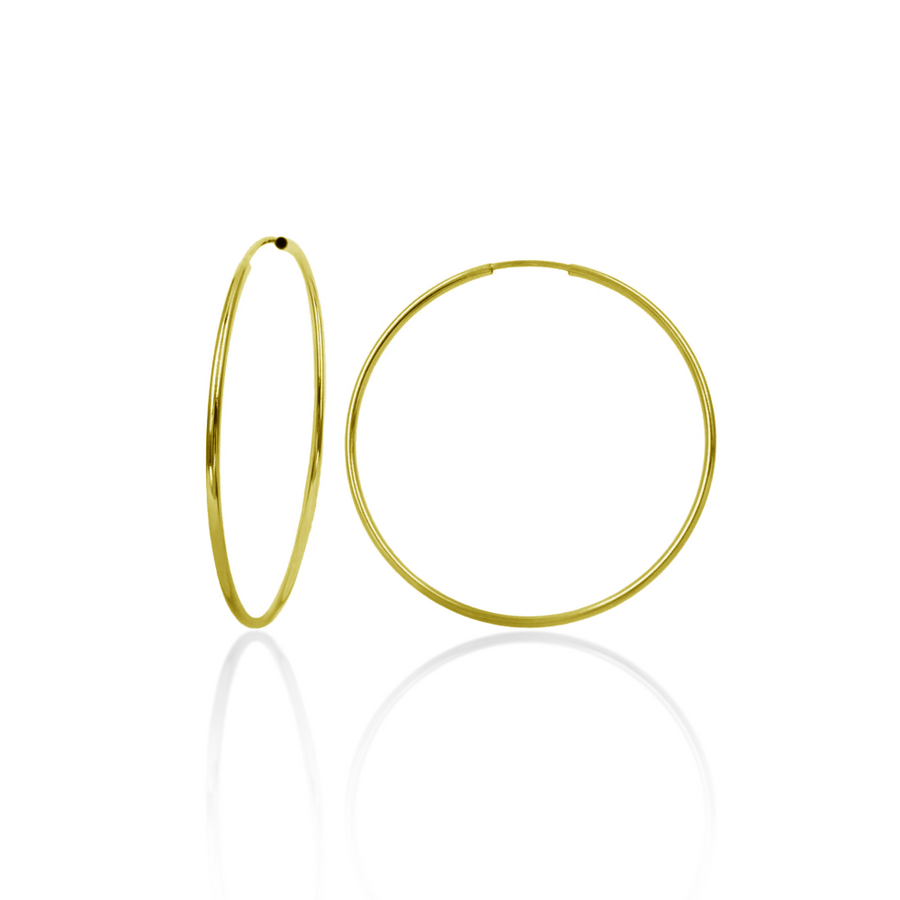 14 Karat Yellow Gold 1mm Wire Hoop Earrings