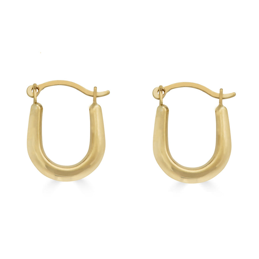 14 Karat Yellow Gold U Shaped Latch Back Hoop Earring