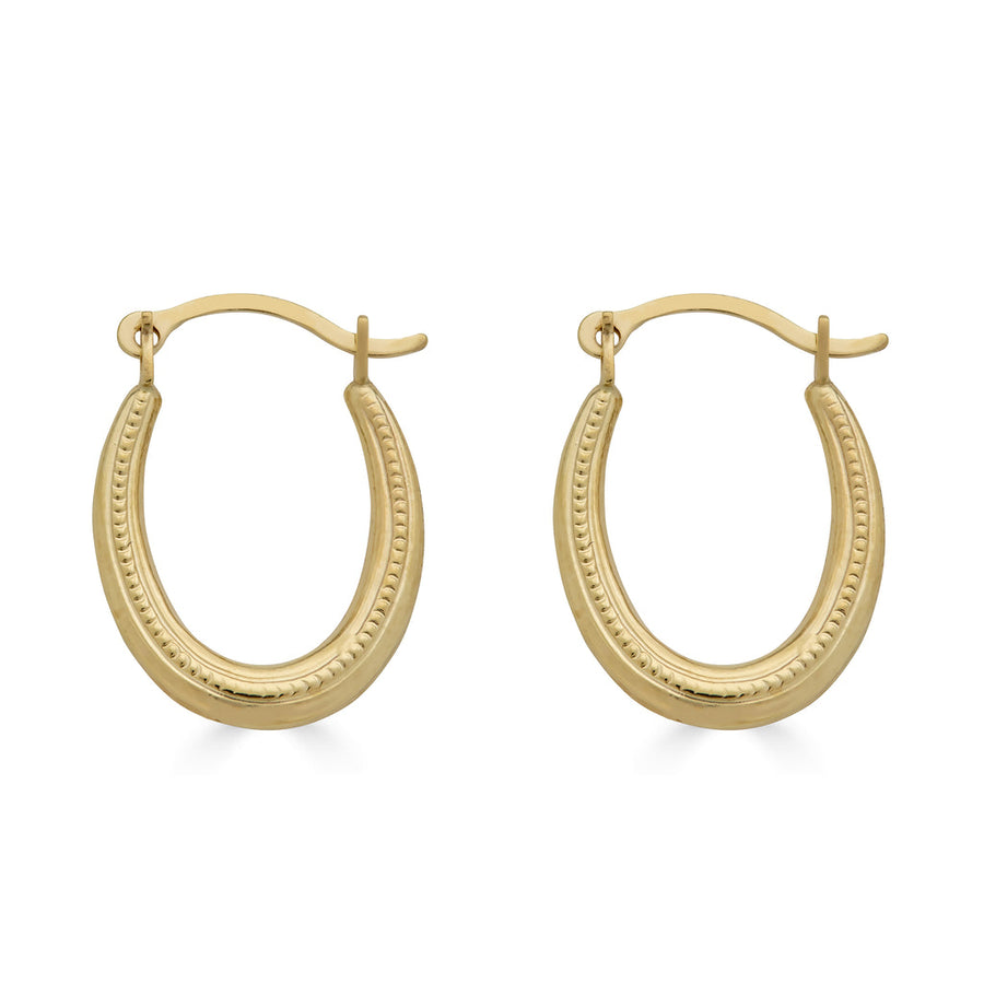 14 Karat Yellow Gold Rope Design Latch Back Hoop Earring