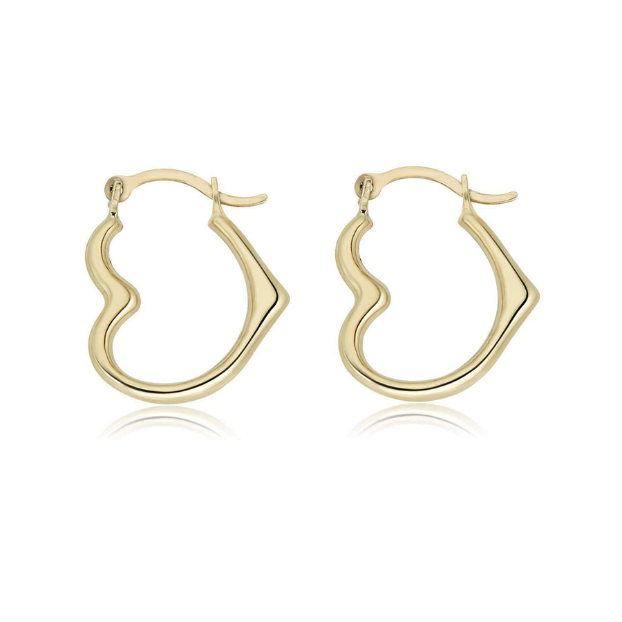 14 Karat Yellow Gold Heart Latch Back Hoop Earring