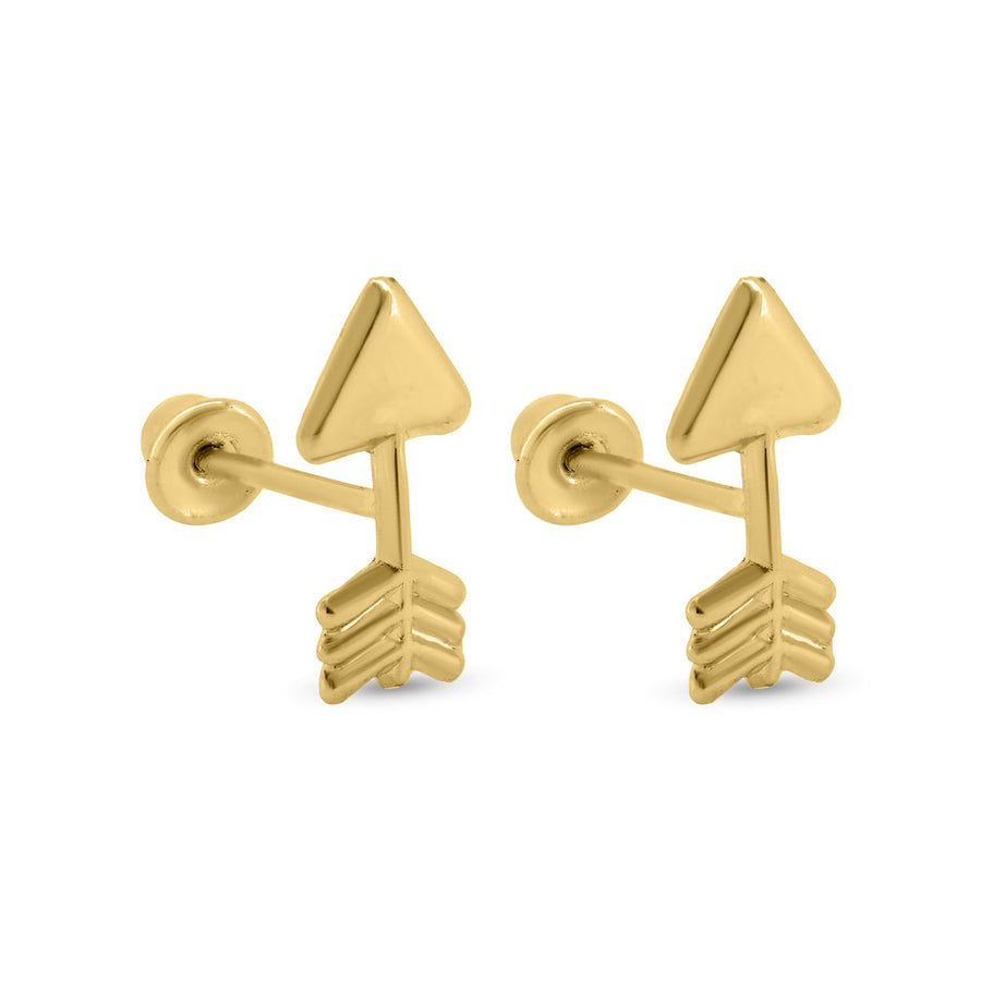 14 Karat Yellow Gold Arrow Screw Back Earrings