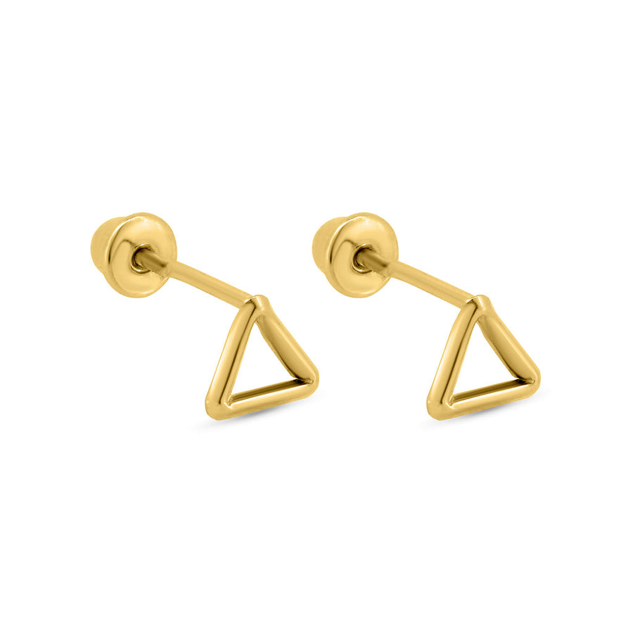 14 Karat Yellow Gold Triangle Screw Back Earrings