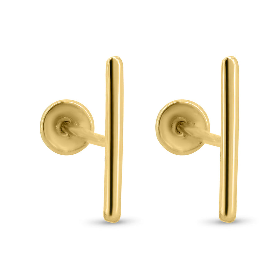 14 Karat Yellow Gold Bar Screw Back Earrings