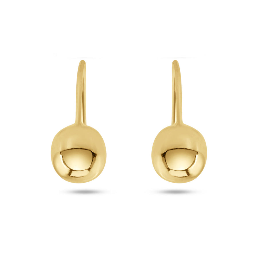 14 Karat Yellow Gold 5mm Ball Telephone Style Front Screw Lock Earrings