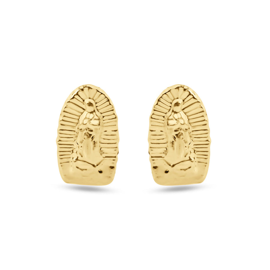 14 Karat Yellow Gold Our Lady of Guadalupe Screw Back Earrings