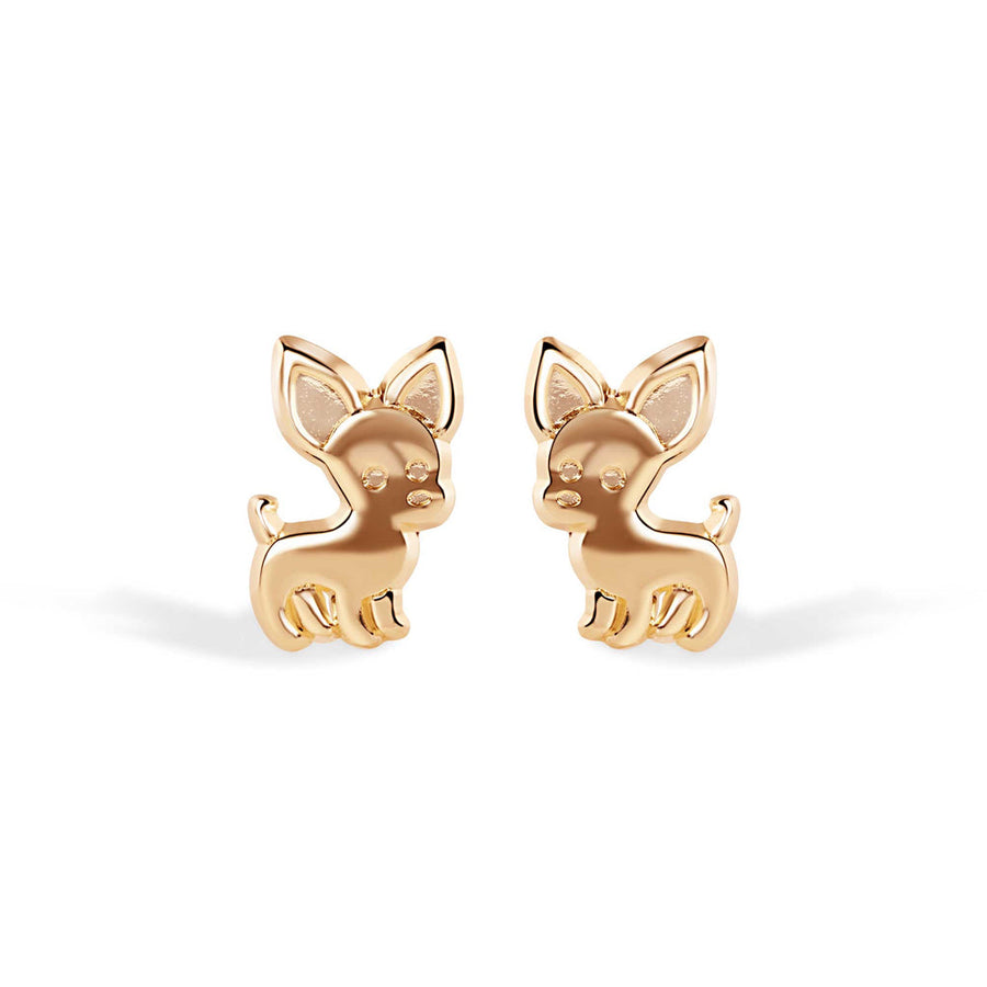 14 Karat Chihuahua Screw Back Earrings
