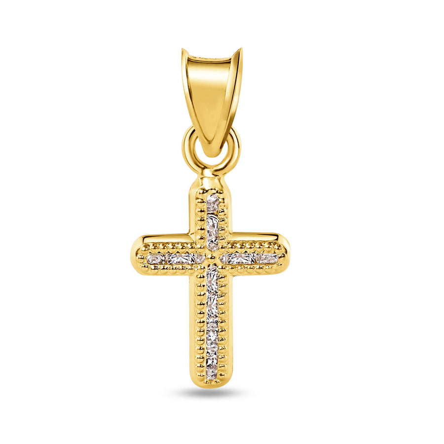 14 Karat Yellow Gold Crucifix Clear CZ Pendant