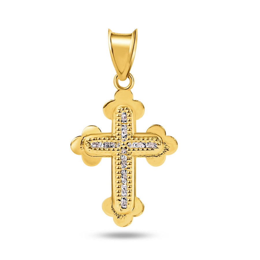 14 Karat Yellow Gold Crucifix Clear CZ Pendant