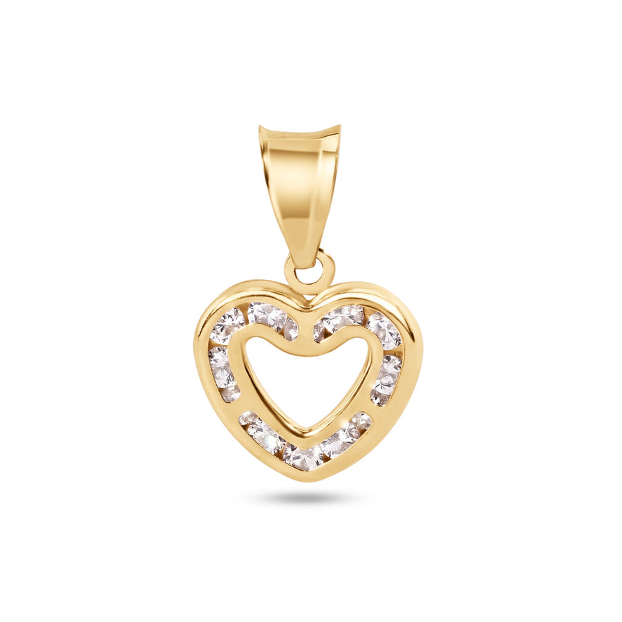 14 Karat Yellow Gold 8.5mm Heart CZ Pendant