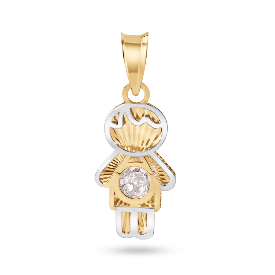 14 Karat Yellow Boy Clear CZ Pendant