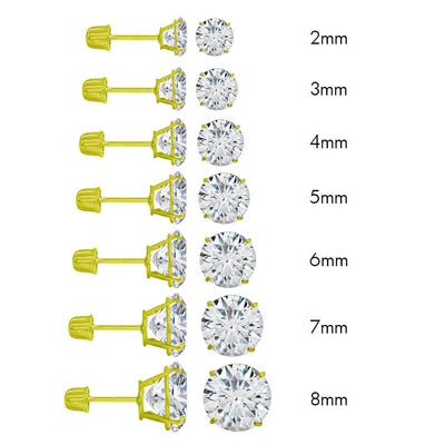 14 Karat Yellow Gold Screw Back Round Stud Earring