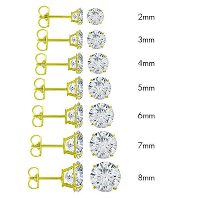 14 Karat Yellow Gold Push Backing Round Stud Earring
