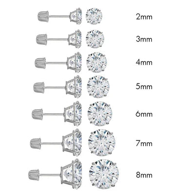 14 Karat White Gold Screw Backing Round Stud Earring