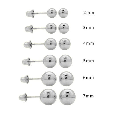 14 Karat White Gold Screw Backing Bead Stud Earring