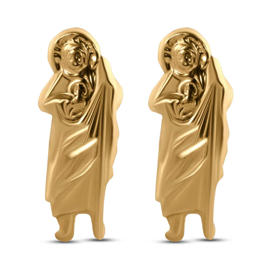 14 Karat Yellow Saint Jude Screw Back Earrings