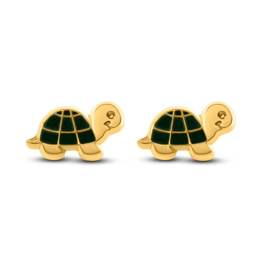 14 Karat Yellow Turtle Screw Back Earrings