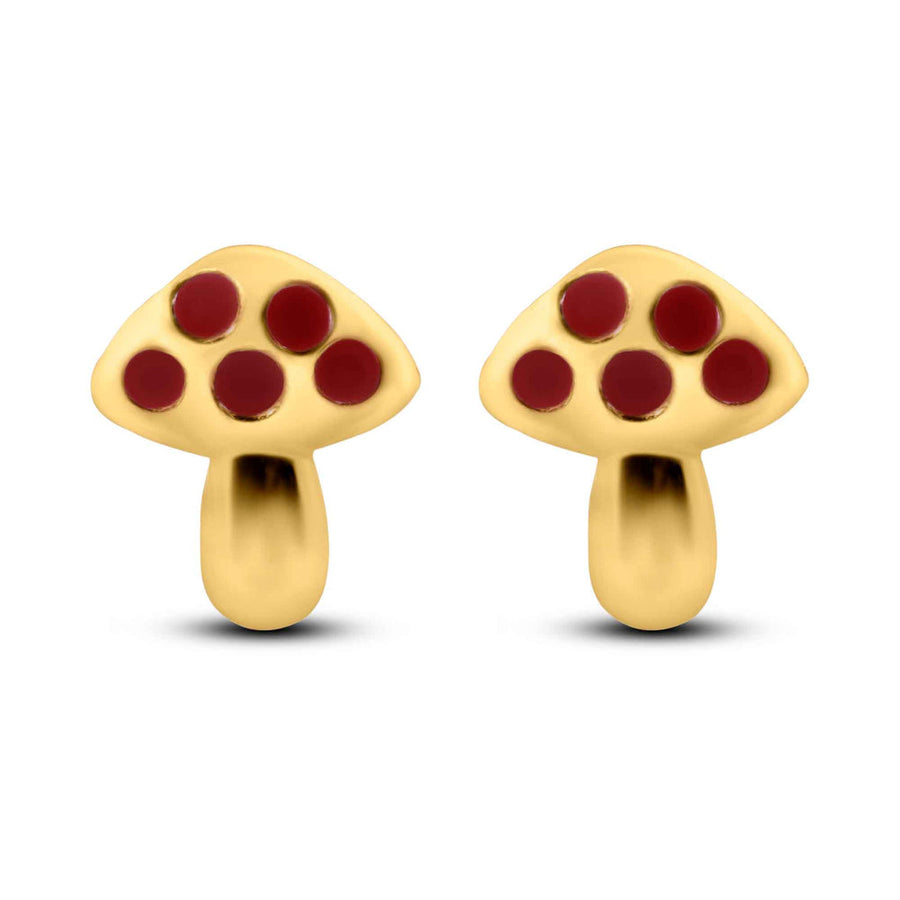 14 Karat Yellow Gold Mushroom Screw Back Earrings