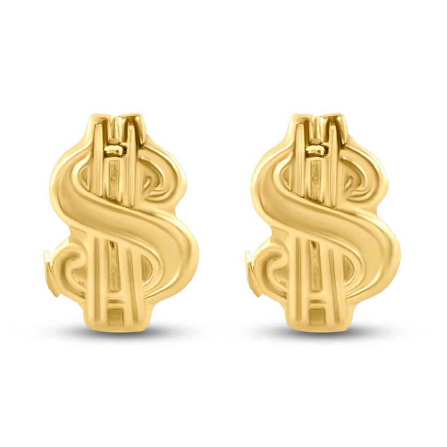 14 Karat Yellow Dollar Sign Screw Back Earrings