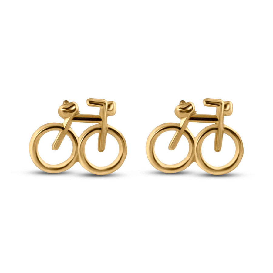 14 Karat Yellow Gold Bicycle Screw Back Earrings