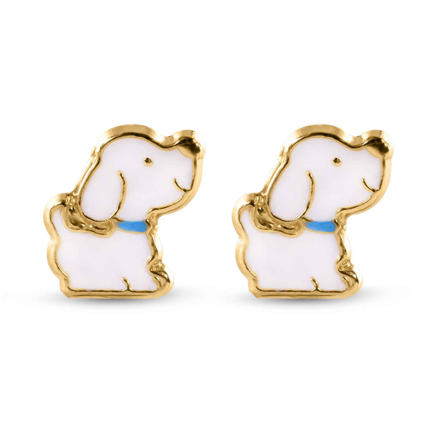 14 Karat Yellow Dog Screw Back Earrings