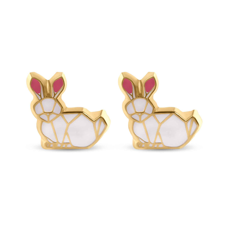 14 Karat Yellow Rabbit Screw Back Earrings