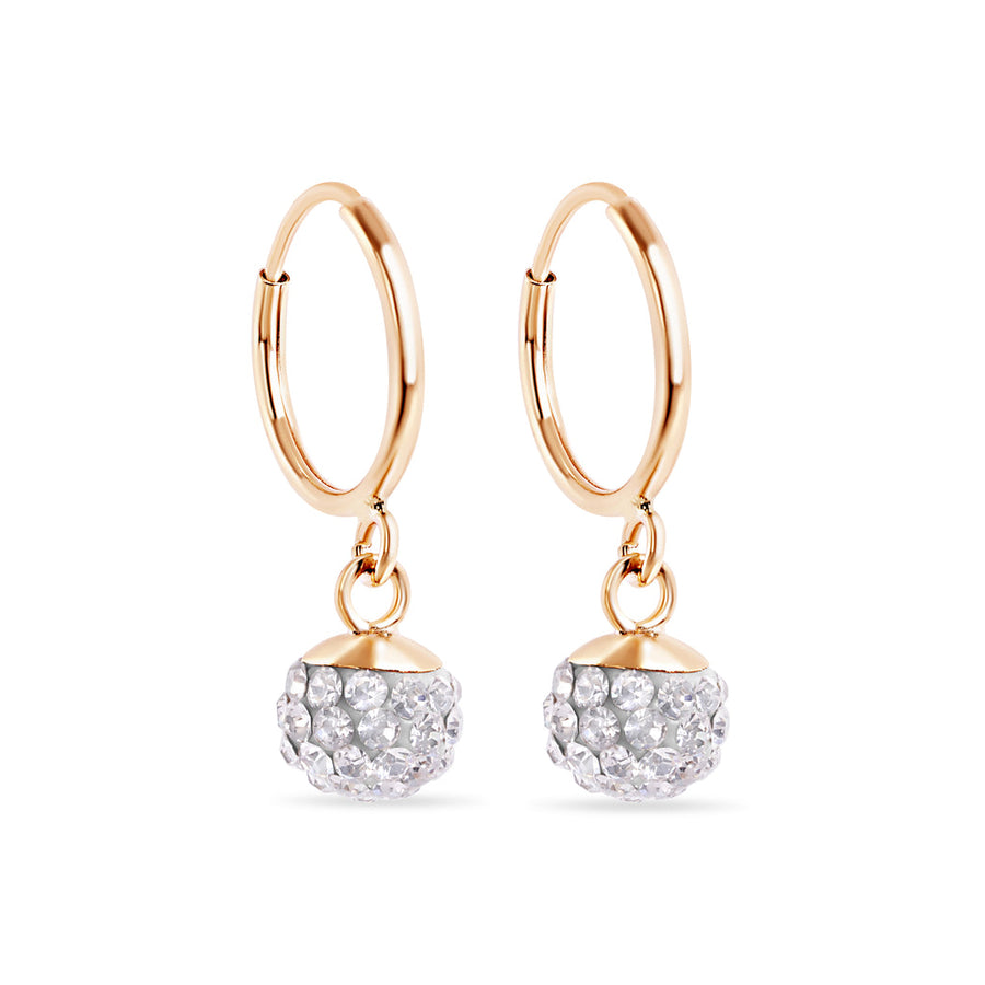 14 Karat Sphere Clear CZ 11mm Hoop Earrings
