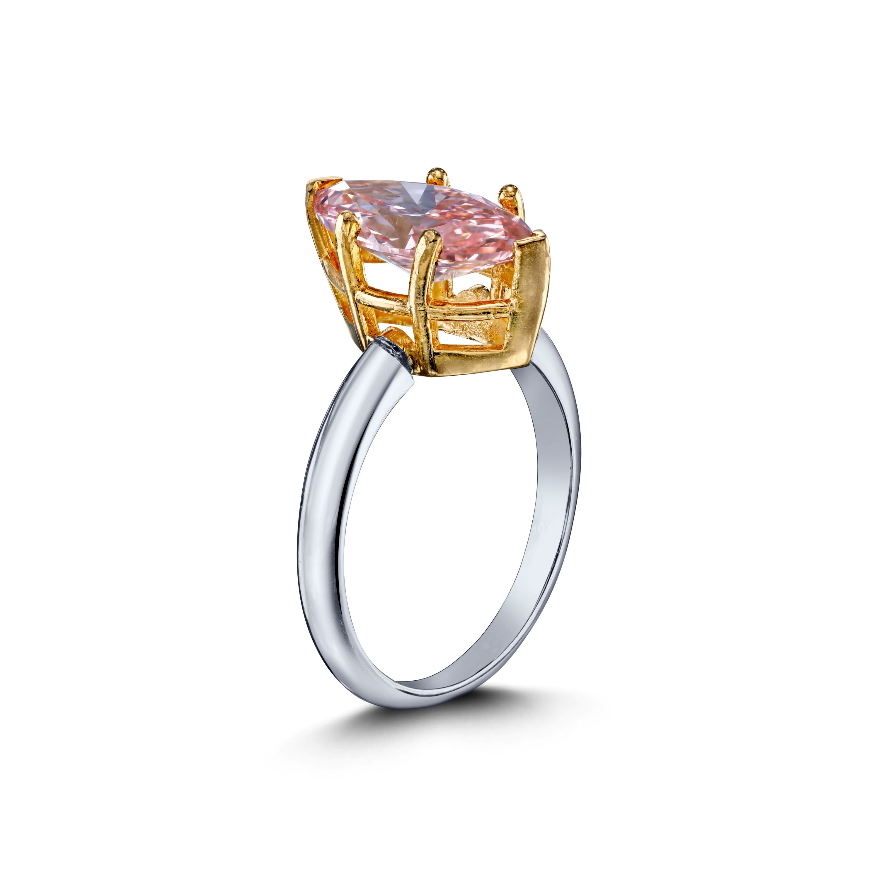 3.03 CT Marquise Fancy Pink Diamond Solitaire Ring