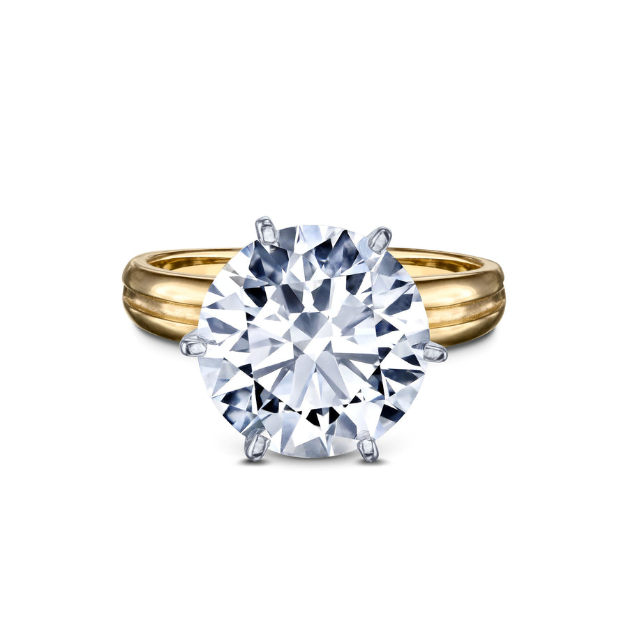5.35 CT Round Brilliant Diamond Solitaire Ring in Yellow Gold