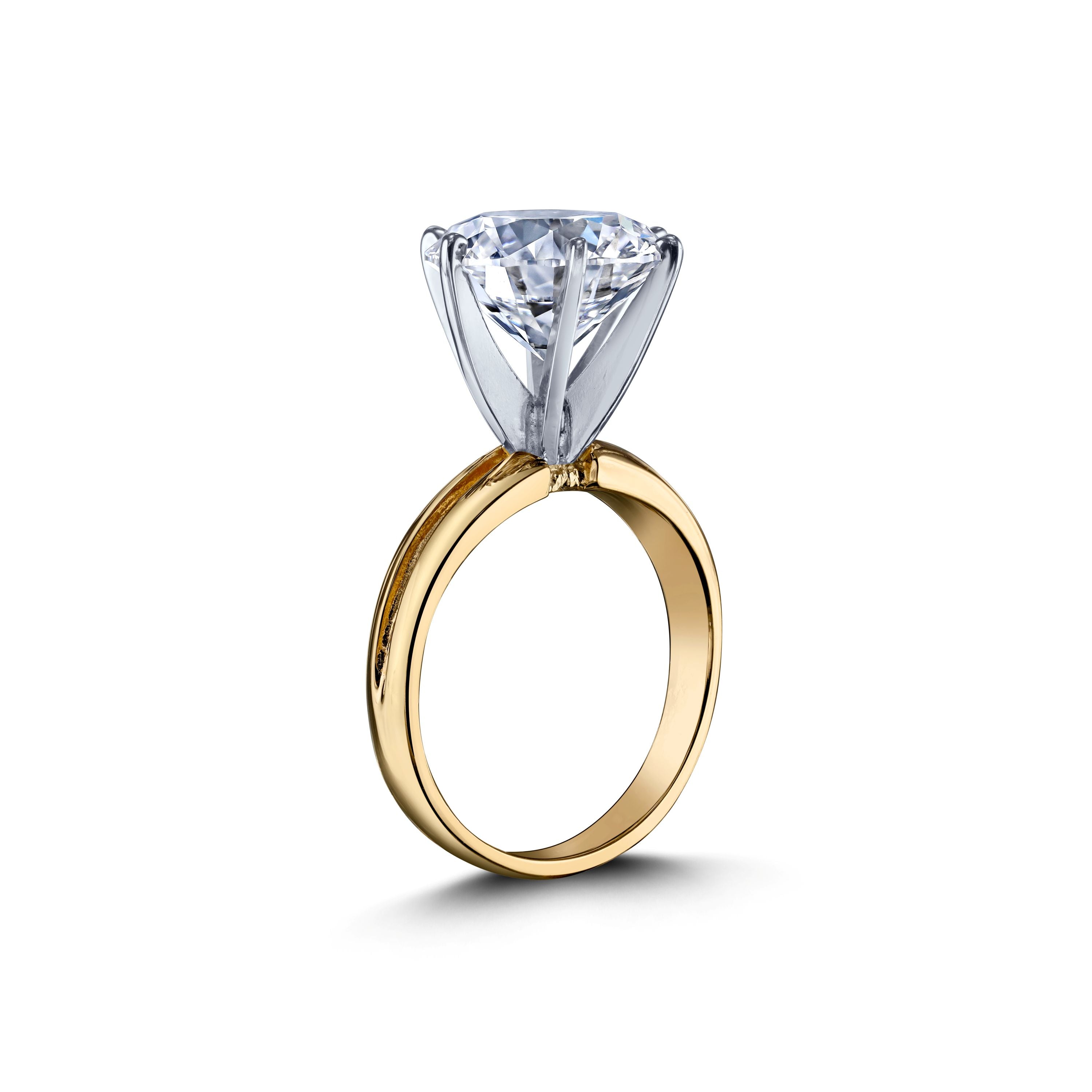 5.35 CT Round Brilliant Diamond Solitaire Ring in Yellow Gold