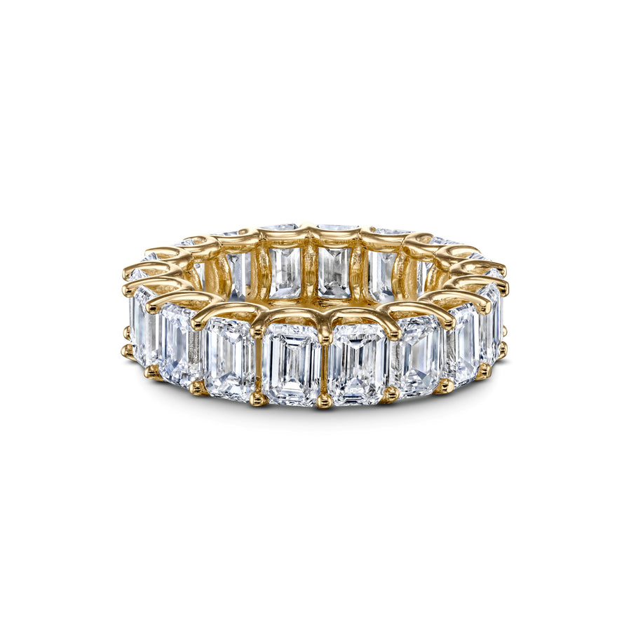 7.40 CT Emerald Cut Diamond Eternity Band in Yellow Gold