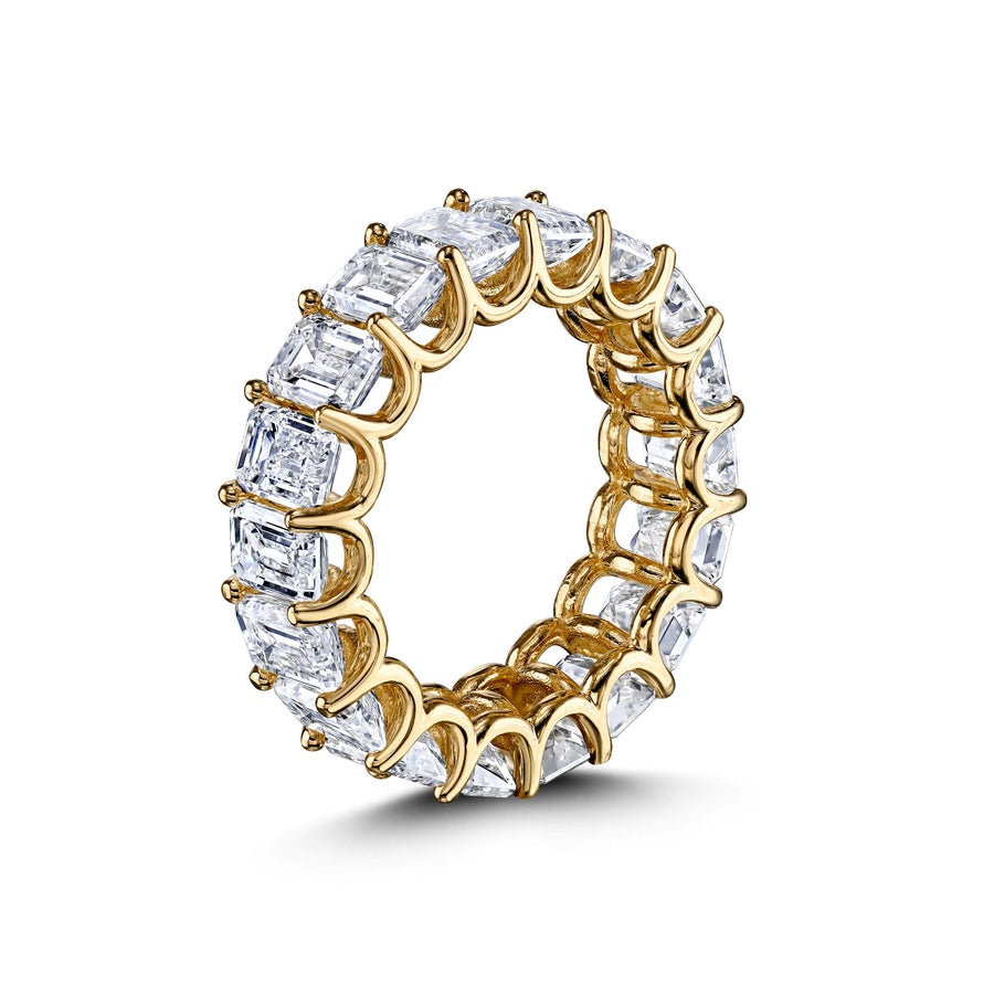 7.40 CT Emerald Cut Diamond Eternity Band in Yellow Gold