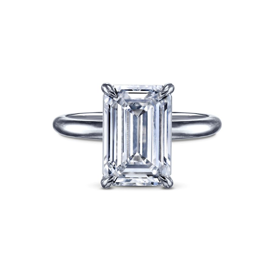 6.08 Carat Emerald Cut Solitaire Diamond Engagement Ring