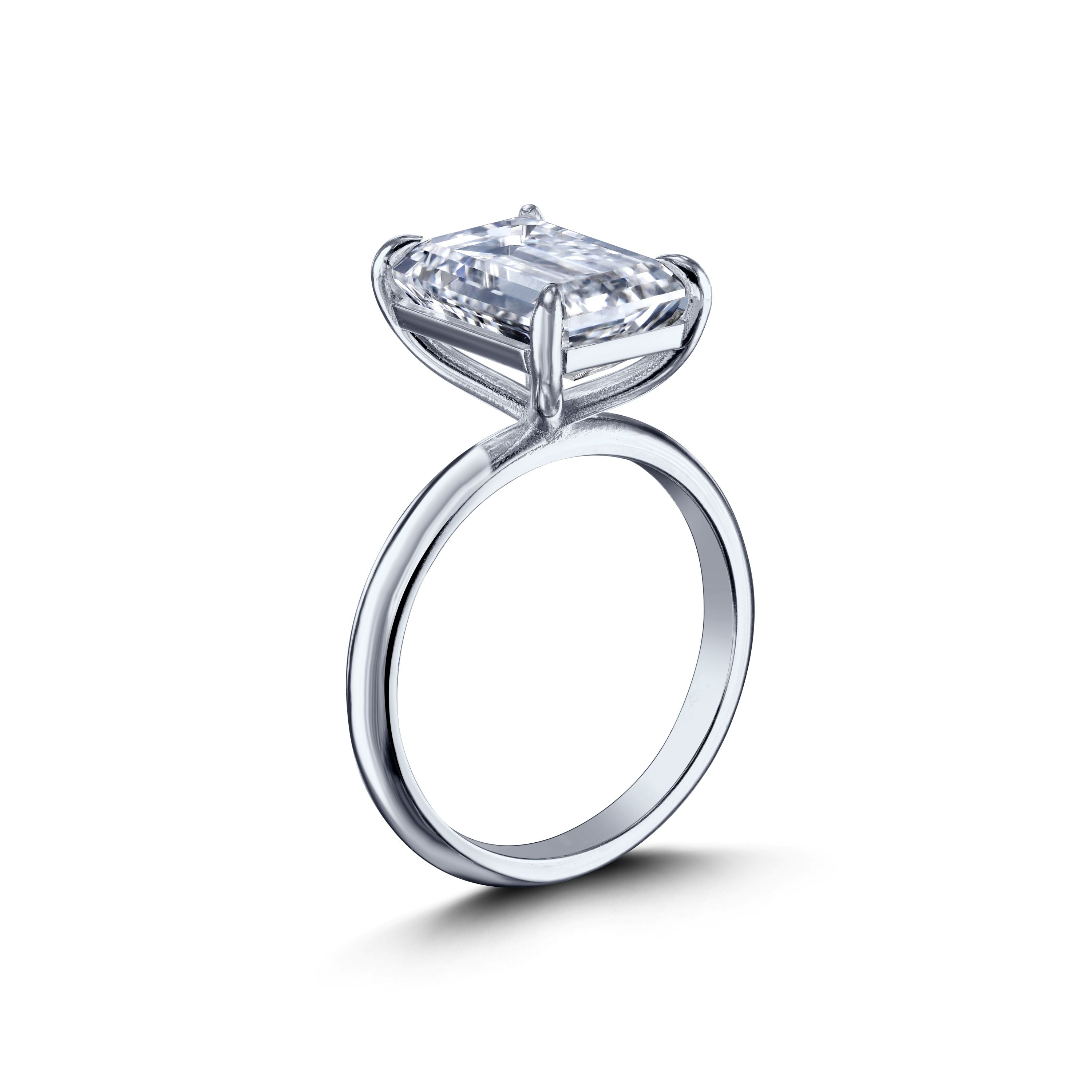 6.08 Carat Emerald Cut Solitaire Diamond Engagement Ring