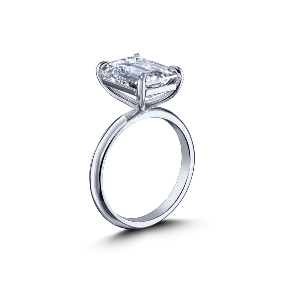 6.08 Carat Emerald Cut Solitaire Diamond Engagement Ring