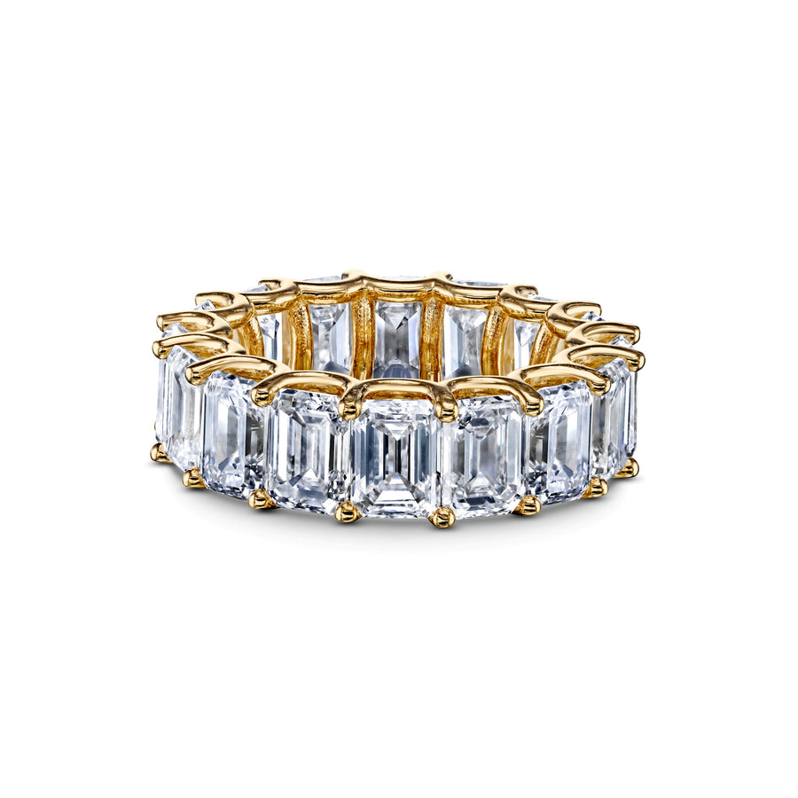 16.42 CTW Emerald Cut Diamond Eternity Band in Yellow Gold