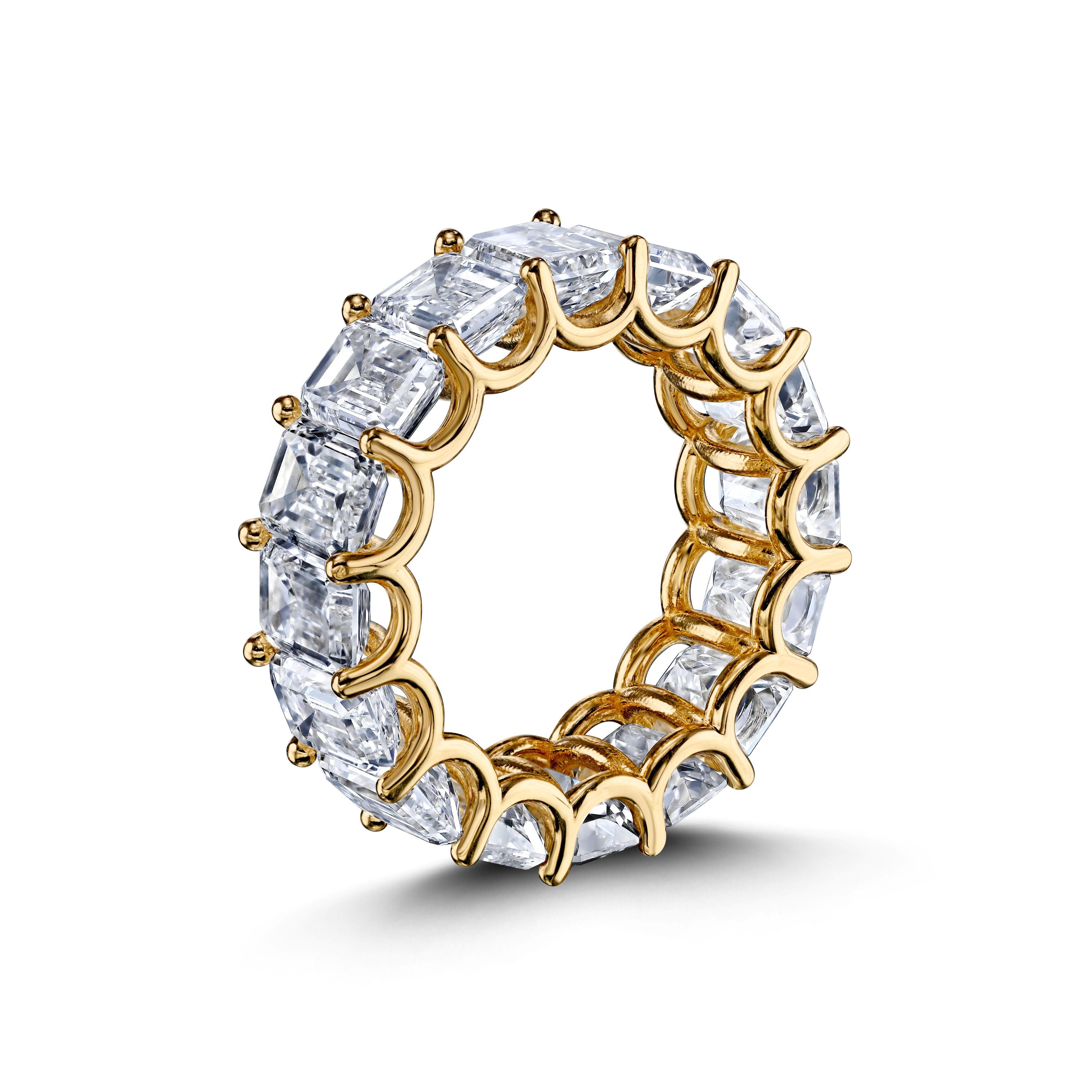 16.42 CTW Emerald Cut Diamond Eternity Band in Yellow Gold