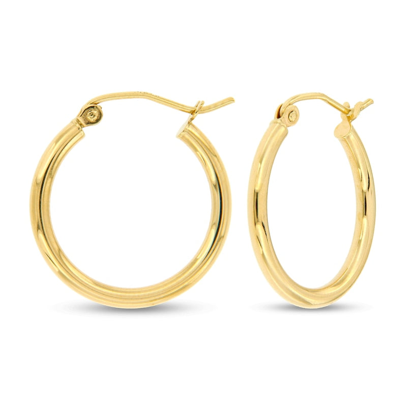 14 Karat Yellow Gold 2mm Wire Hoop Earrings