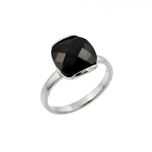 Closeout - 925 Sterling Silver Nickel Free Rhodium Plated Black CZ Ring