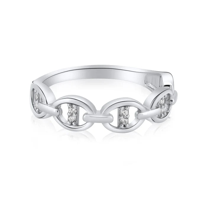 Rhodium Plated 925 Sterling Silver Mariner Design Link Ring