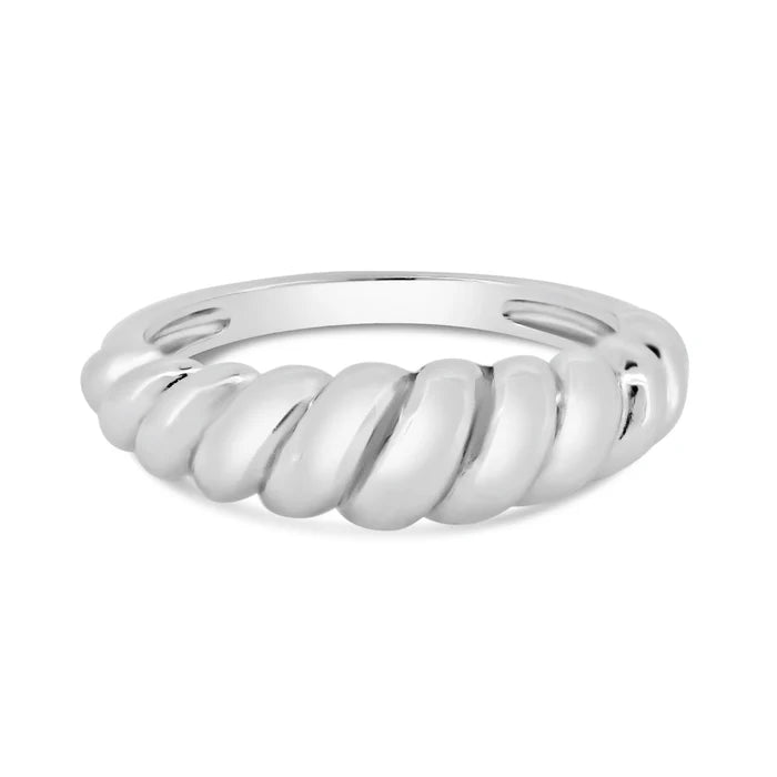 Rhodium Plated 925 Sterling Silver Croissant Design Ring